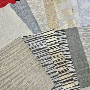 Assortment of 13 Textured Shimmering Stripes Wallpaper Sample Sheets bundle